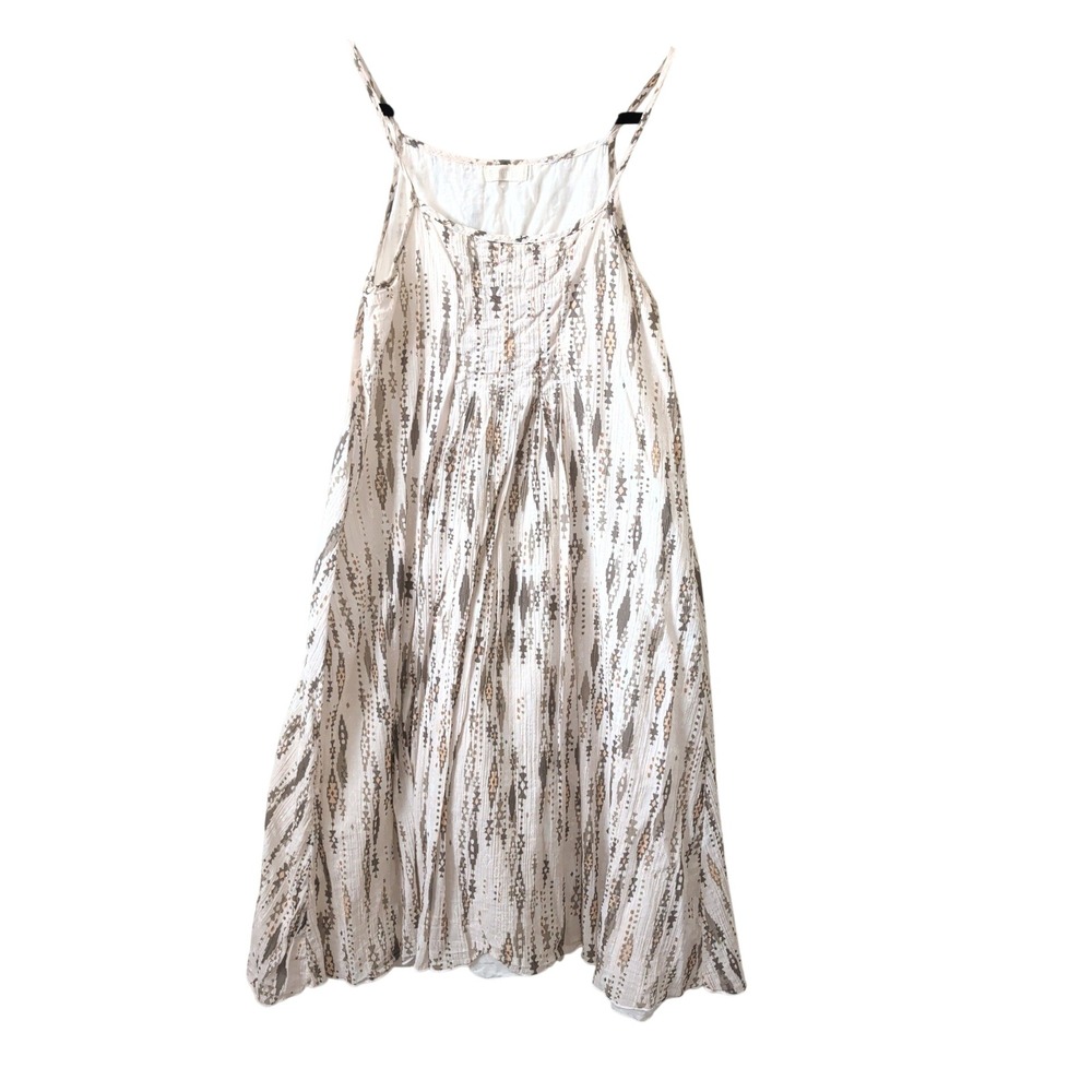 CP Shades Cotton Silk Gauze Geometric Print Midi Trapeze Dress XS Loose Flowy